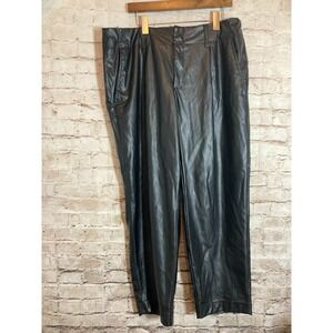A New Day Faux Leather Capri‎ Pants Womens 16 Black Grunge Wide Leg Plus